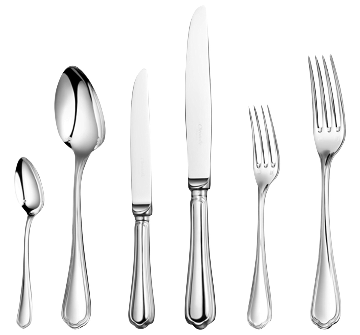 Christofle, Spatours, silver plated, Flatware set for 6 people (36 pieces) with chest