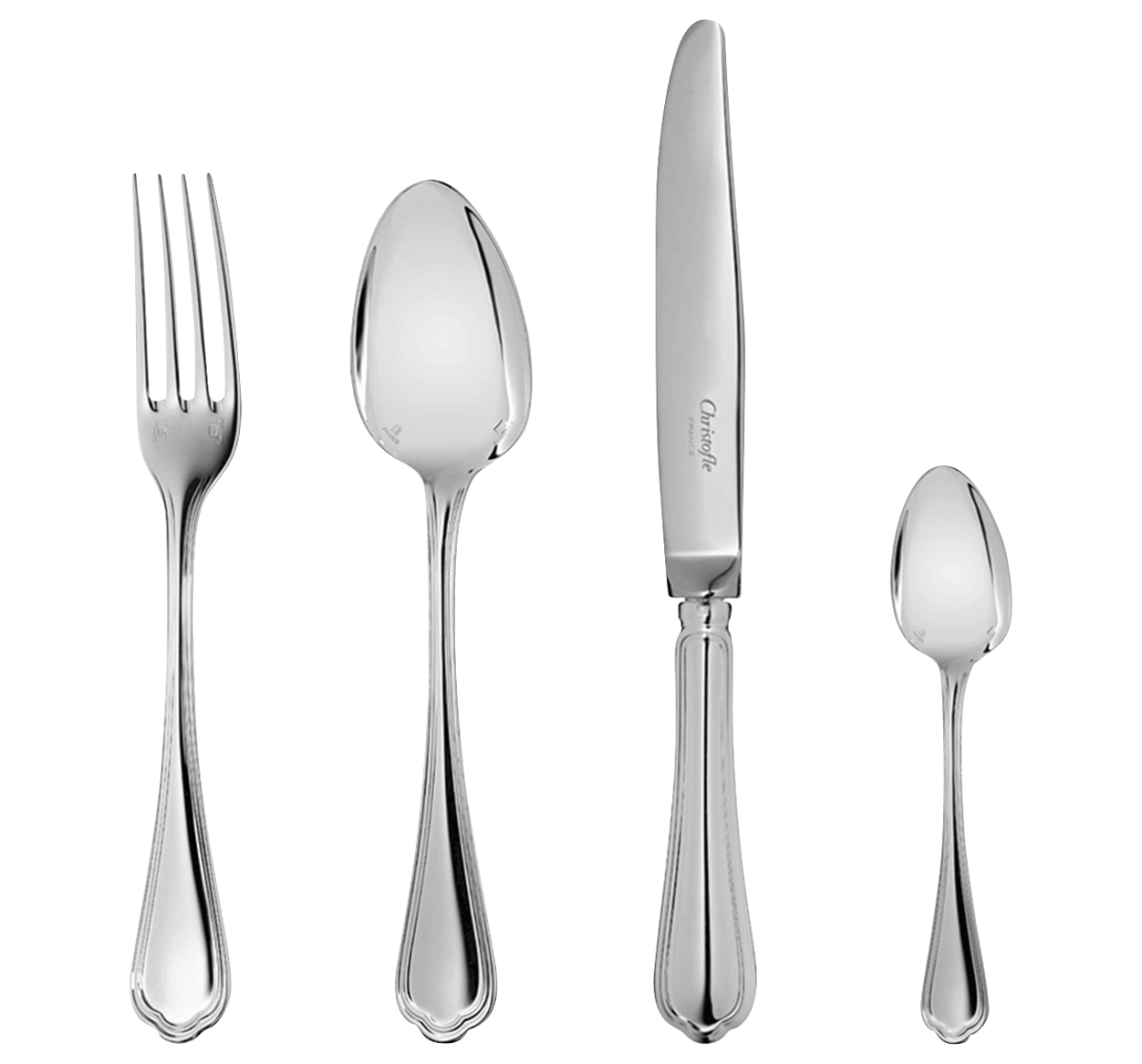 Christofle, Spatours, silver plated, Flatware set for 12 people (48 pieces) with chest