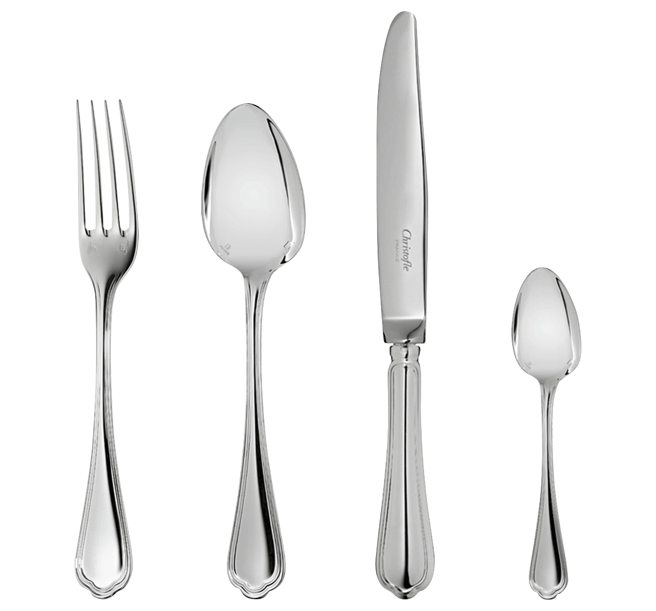 Christofle, Spatours, silver plated, Flatware set for 12 people (48 pieces) with chest