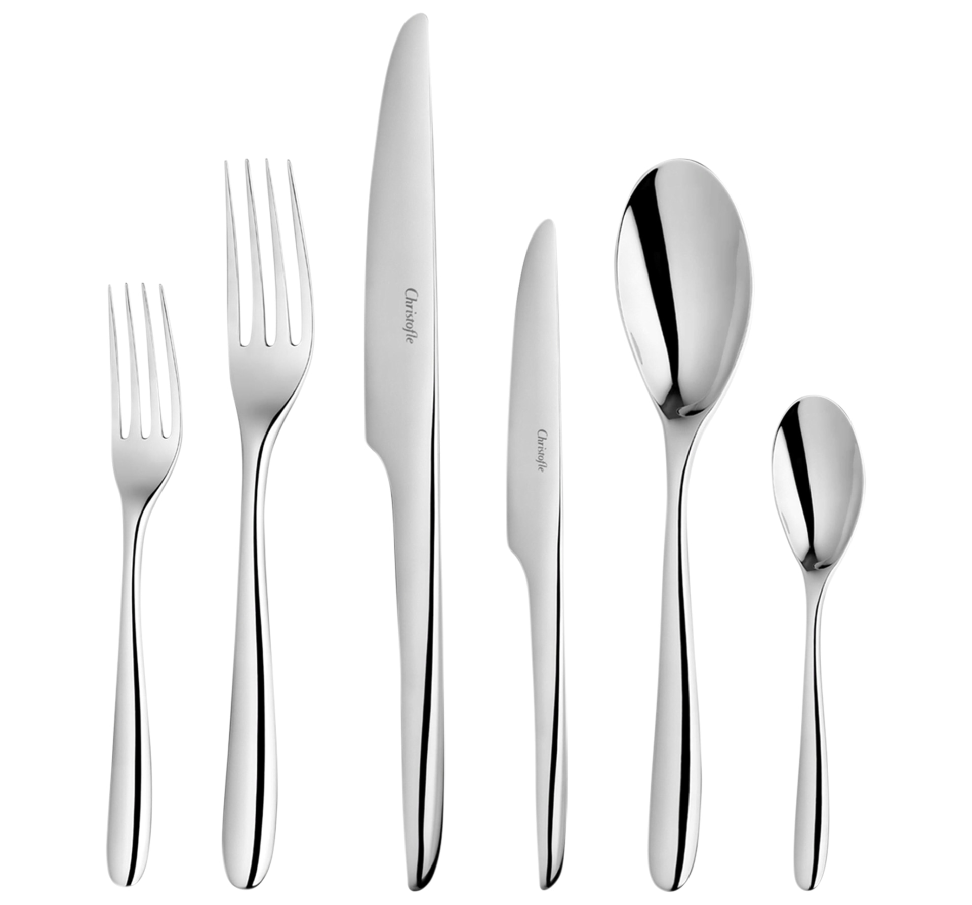 Christofle, L'âme de Christofle, stainless steel, Flatware set for 12 people (48 pieces) with chest