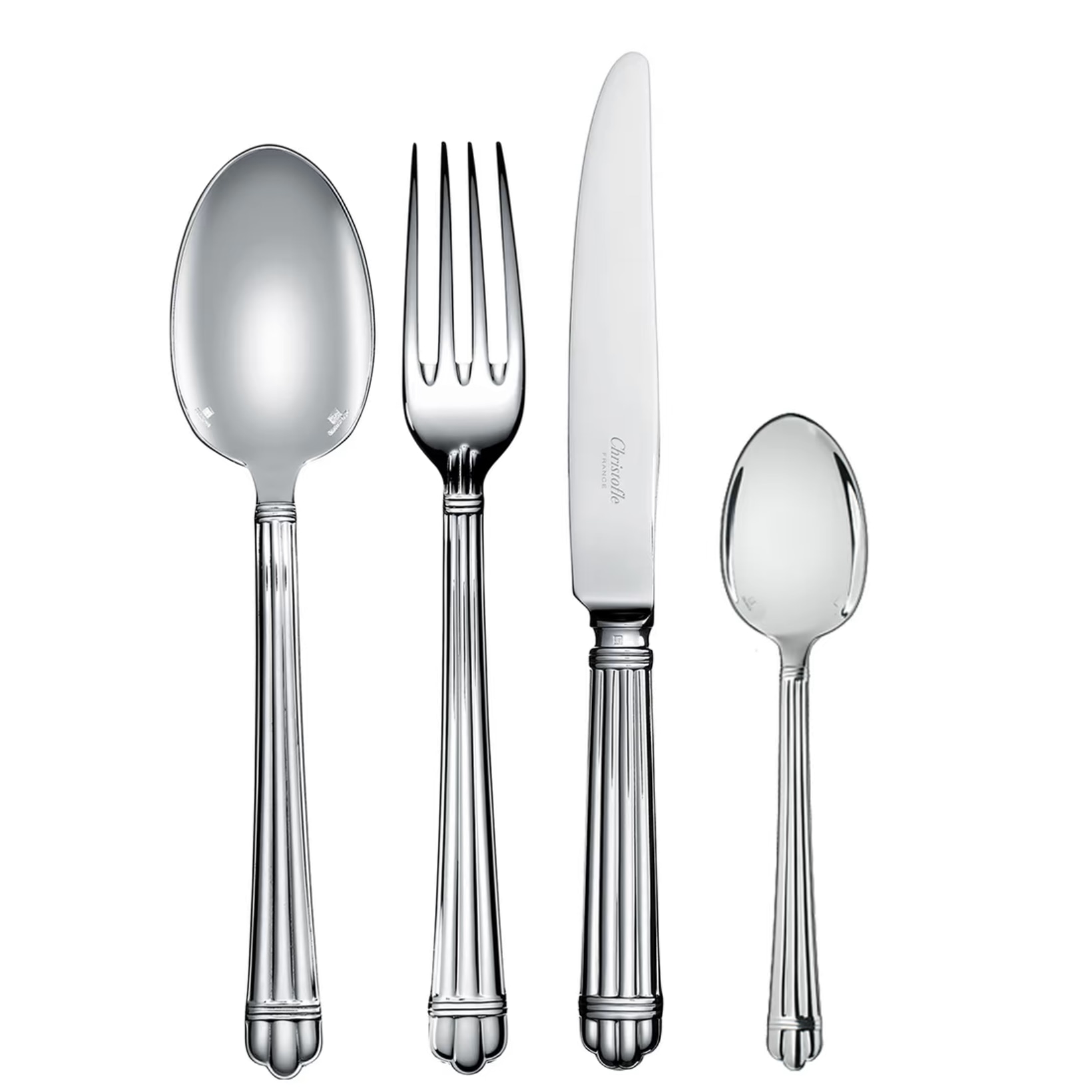 Christofle, Aria cutlery, sterling silver, Flatware set for 6 people (24 pieces) with chest
