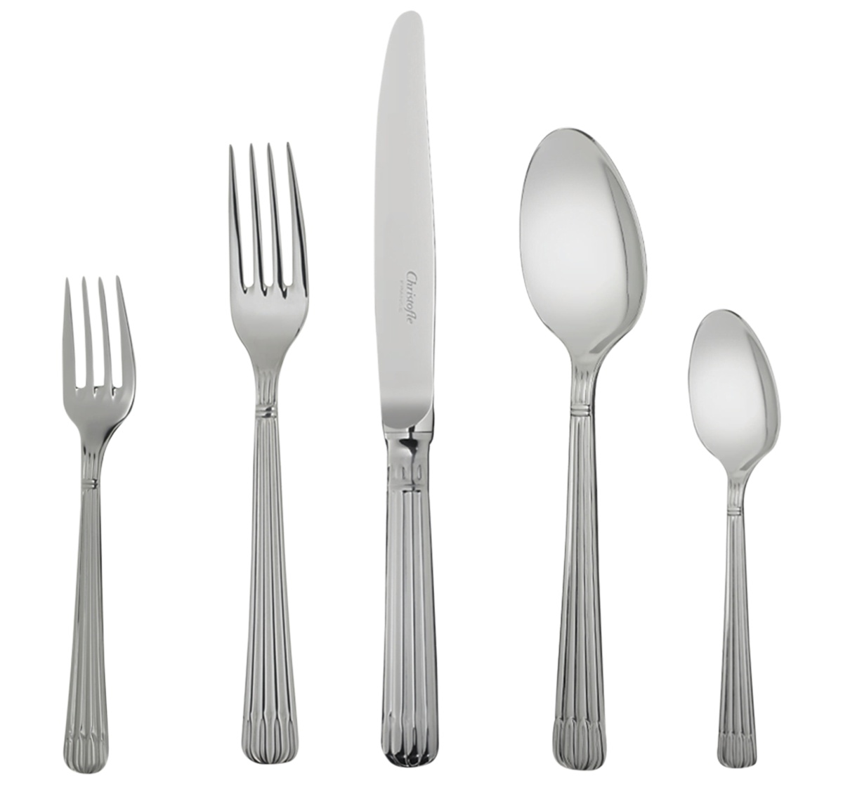 Christofle, Osiris cutlery, stainless steel, Flatware set for 6 people (24 pieces) with chest