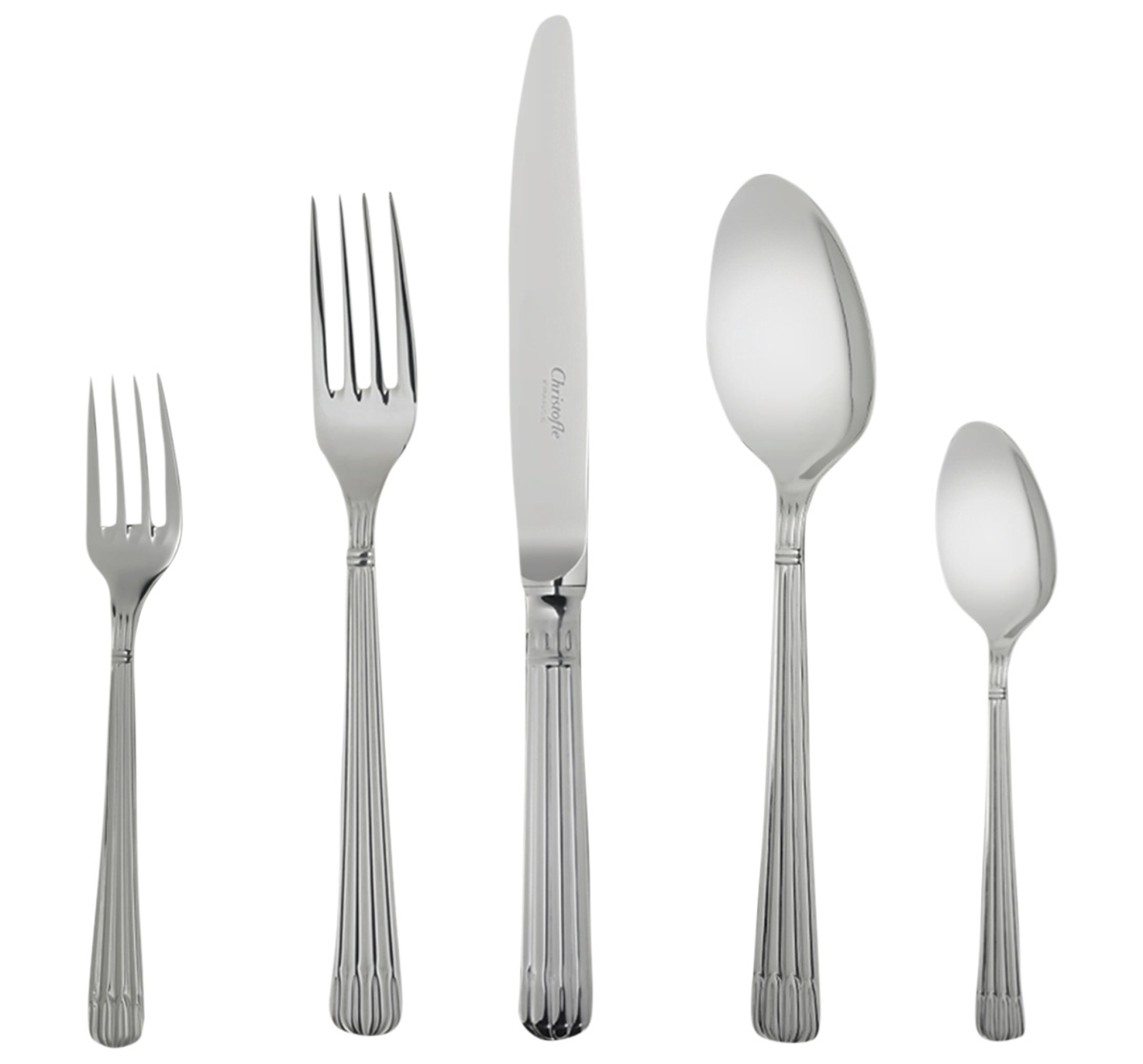 Christofle, Osiris cutlery, stainless steel, Flatware set for 6 people (36 pieces) with chest
