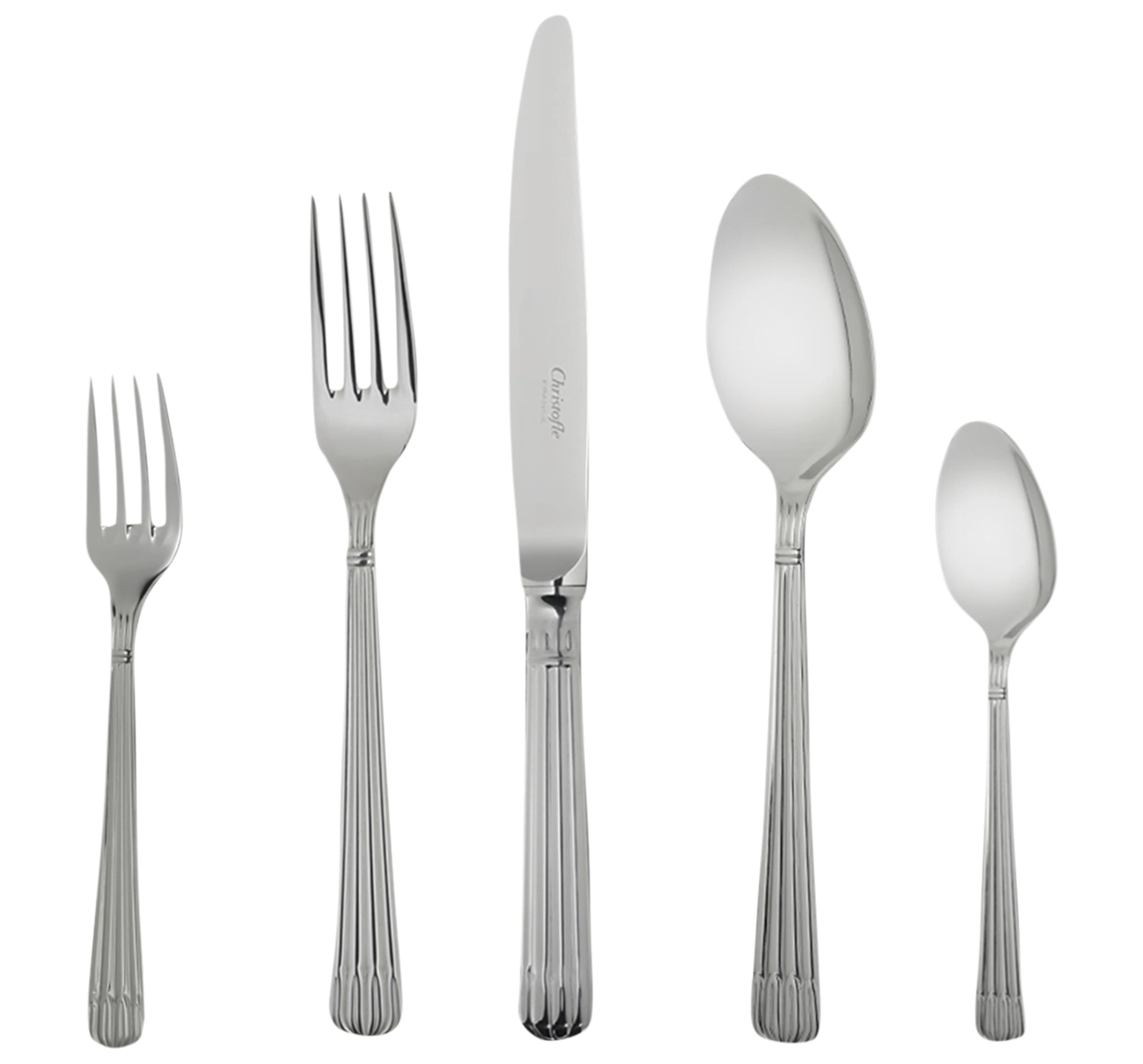 Christofle, Osiris cutlery, stainless steel, Flatware set for 6 people (36 pieces) with chest
