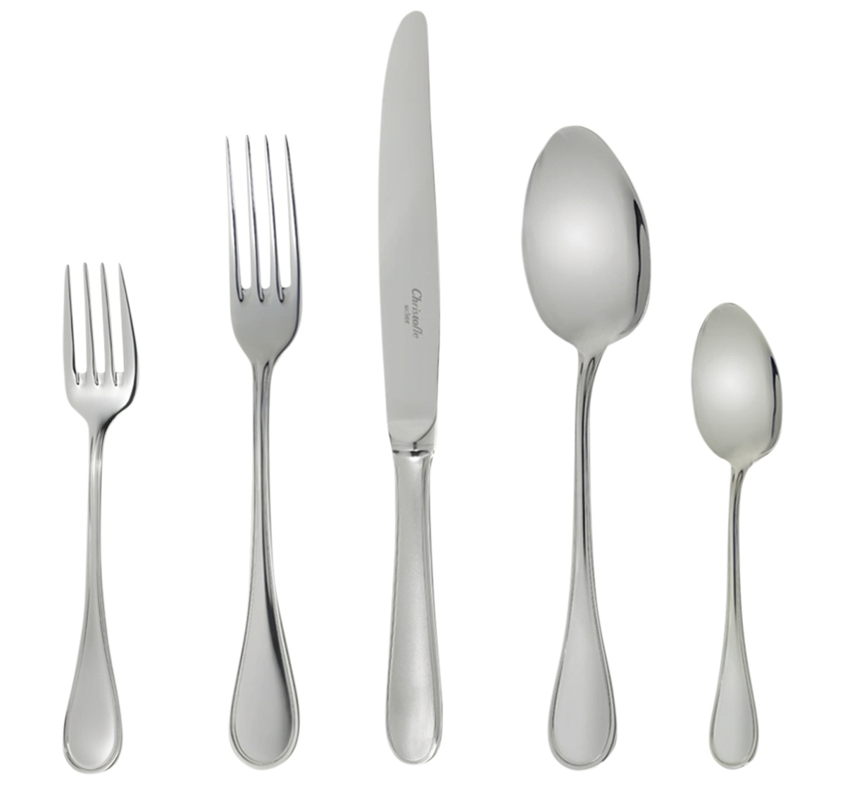 Christofle, Albi Acier cutlery, stainless steel, Flatware set for 6 people (36 pieces) with chest
