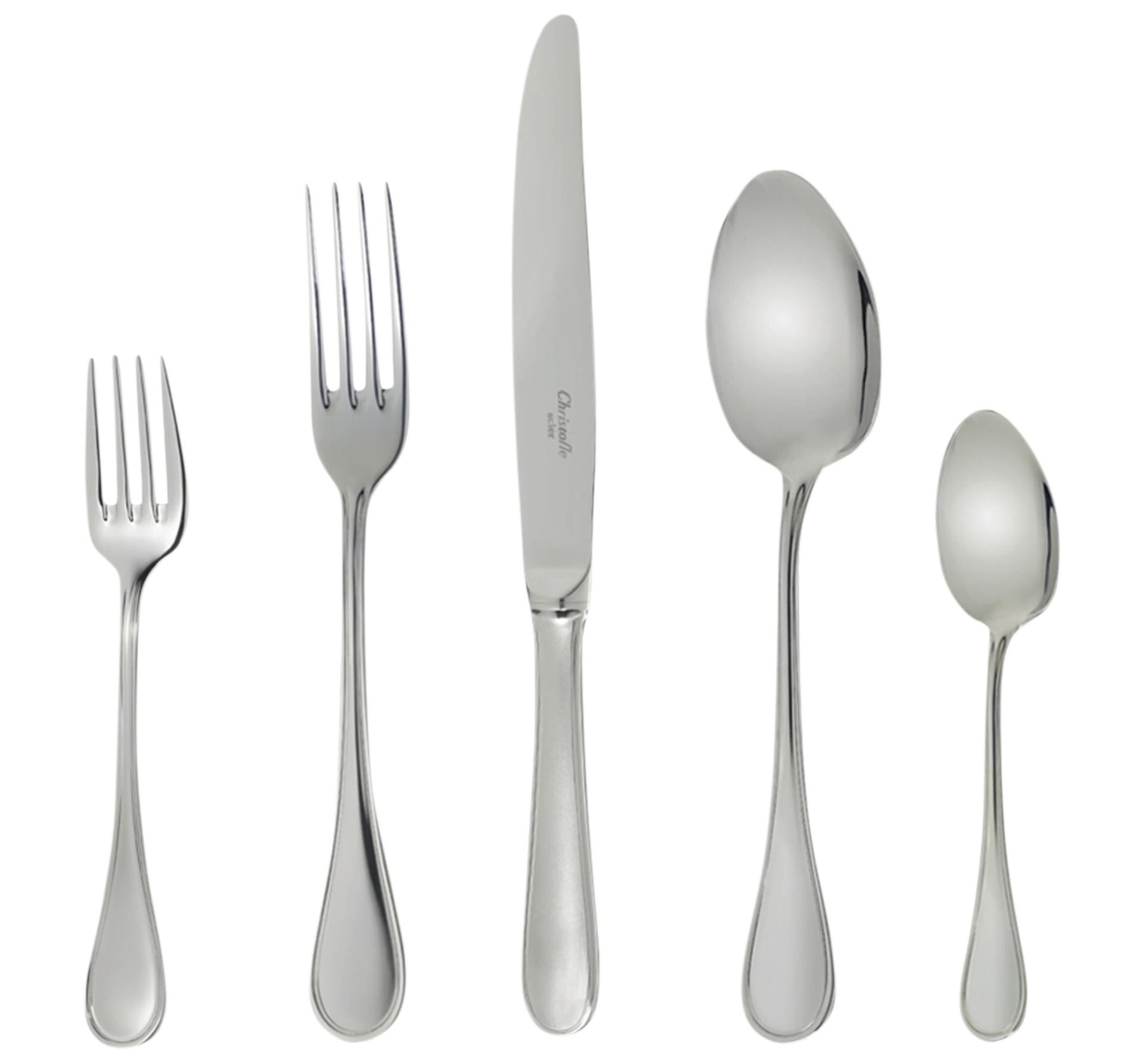 Christofle, Albi Acier cutlery, stainless steel, Flatware set for 6 people (36 pieces) with chest