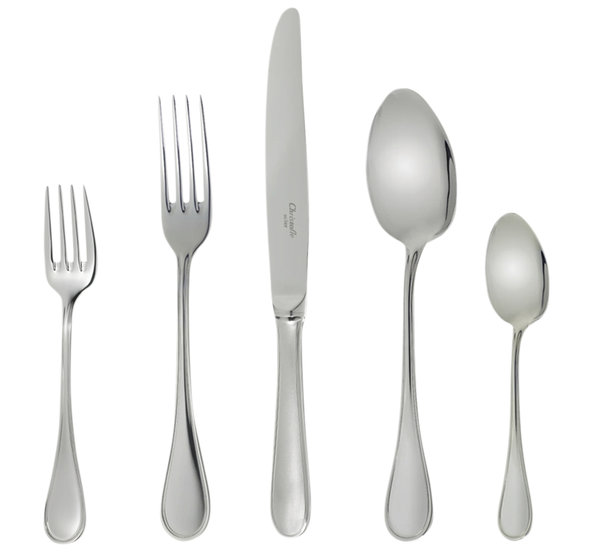 Christofle, Albi Acier cutlery, stainless steel, Flatware set for 12 people (48 pieces) with chest