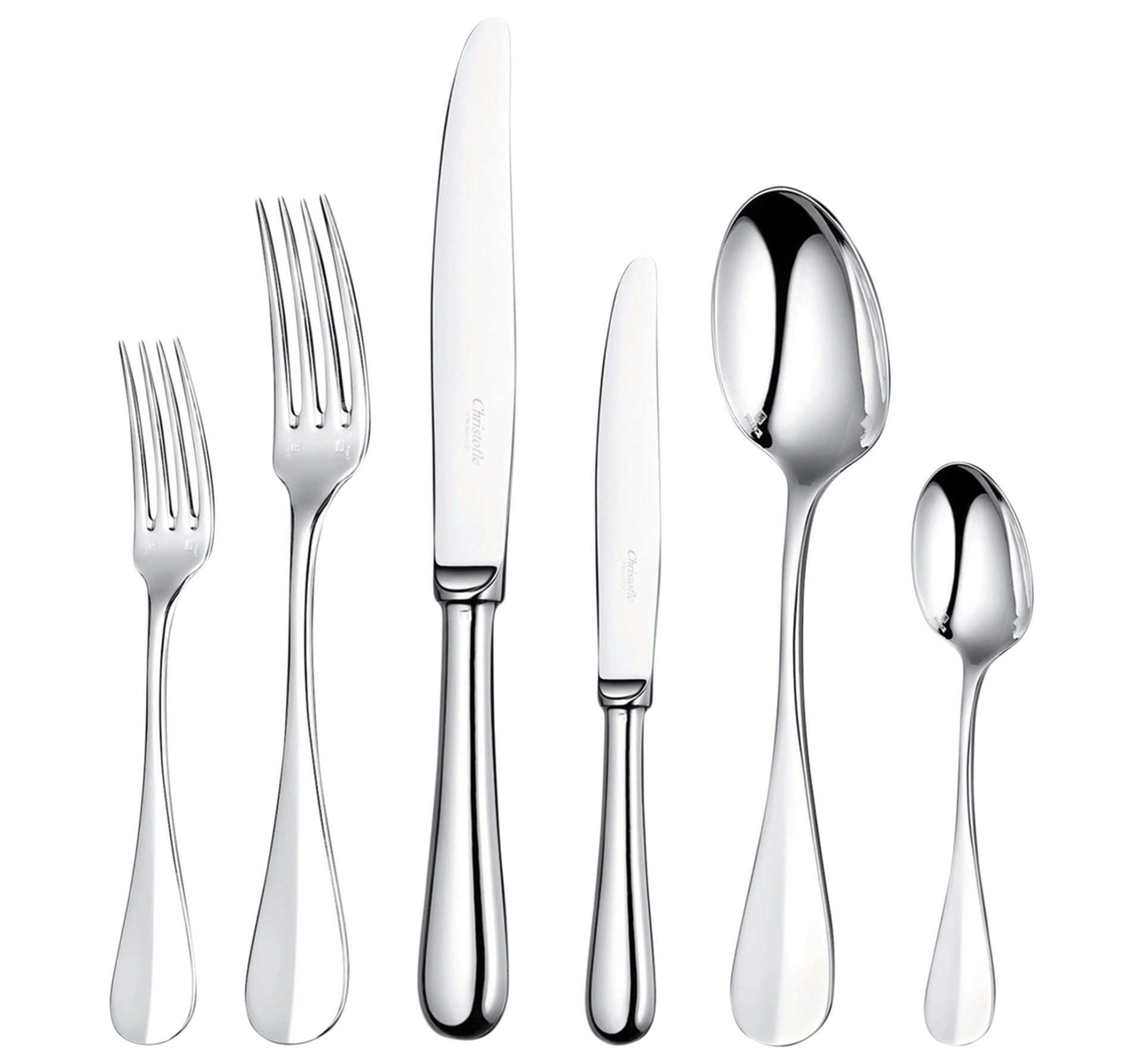 Christofle, Fidelio cutlery, silver plated, Flatware set for 6 people (24 pieces) with chest