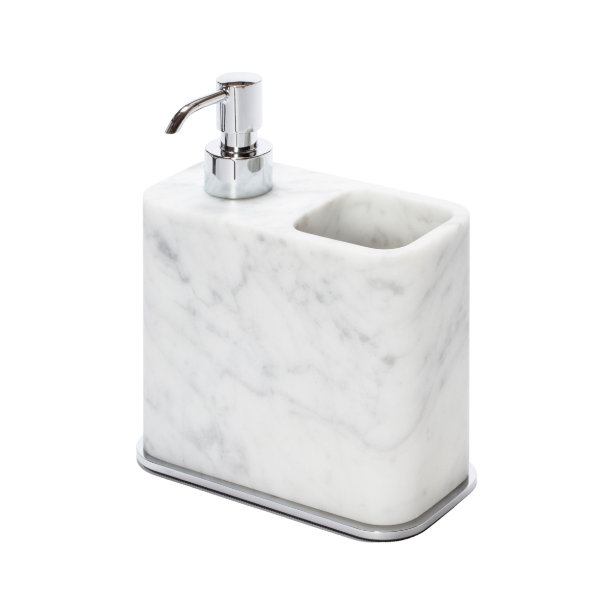 Giobagnara, Polo Arabescato White Marble Bathroom Set, Soap dispenser and toothbrush holder