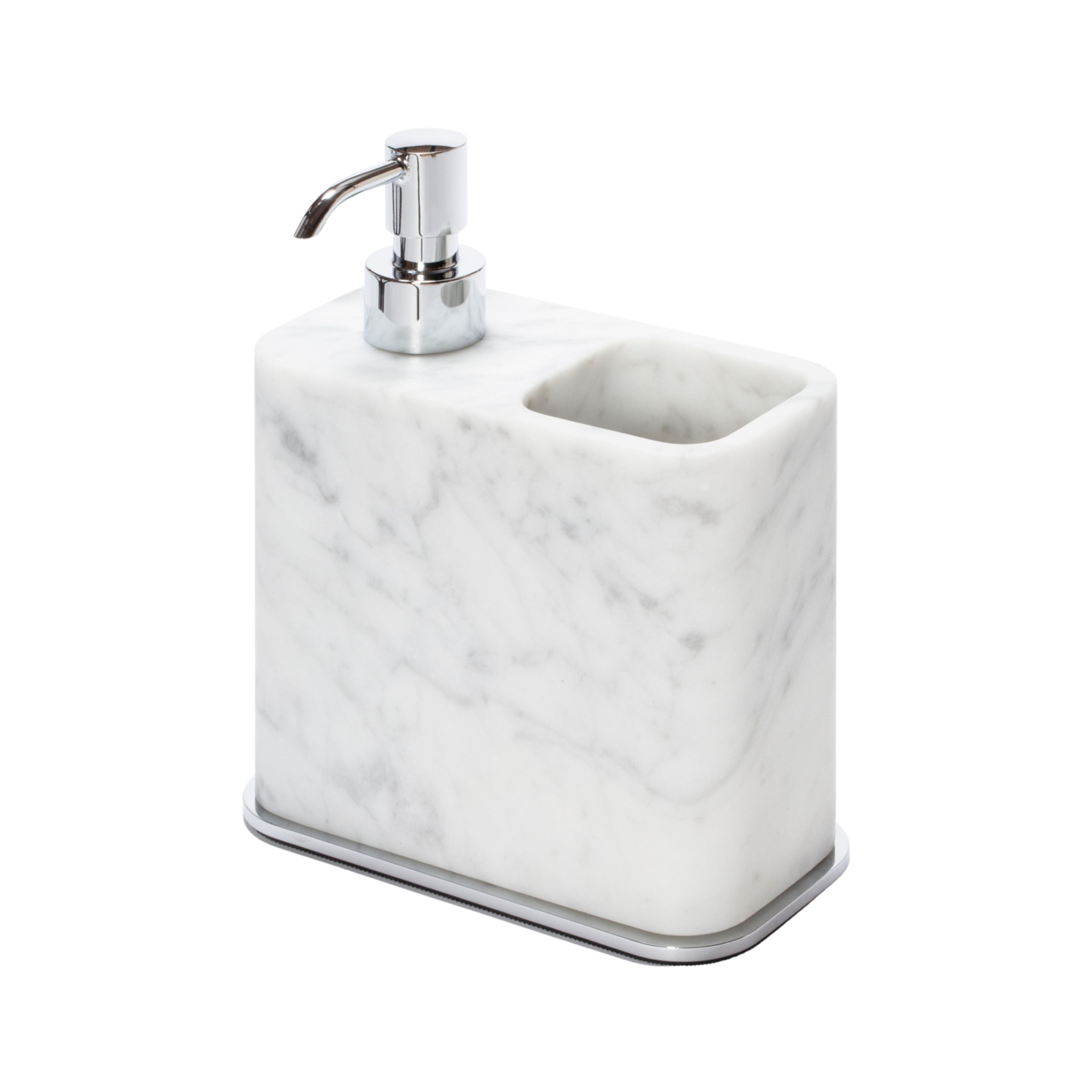 Giobagnara, Polo Arabescato White Marble Bathroom Set, Soap dispenser and toothbrush holder