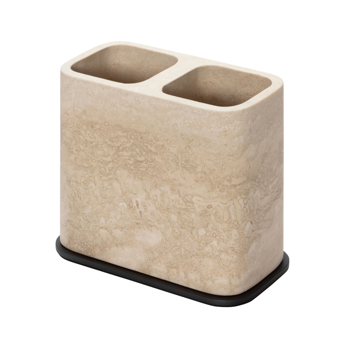 Giobagnara, Polo Travertino Marble Bathroom Set, Double toothbrush holder