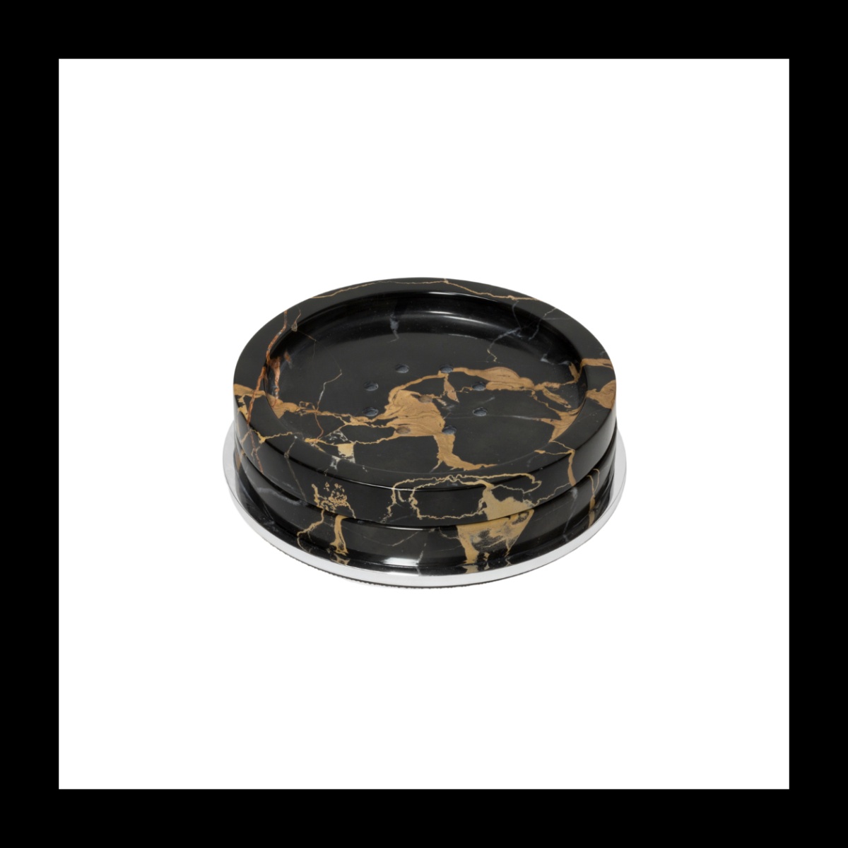 Giobagnara, Positano Black Portoro Marble Bathroom set, Soap bowl
