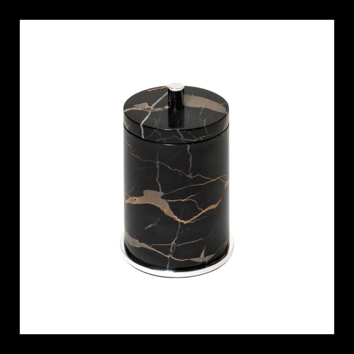 Giobagnara, Positano Black Portoro Marble Bathroom set, Round box