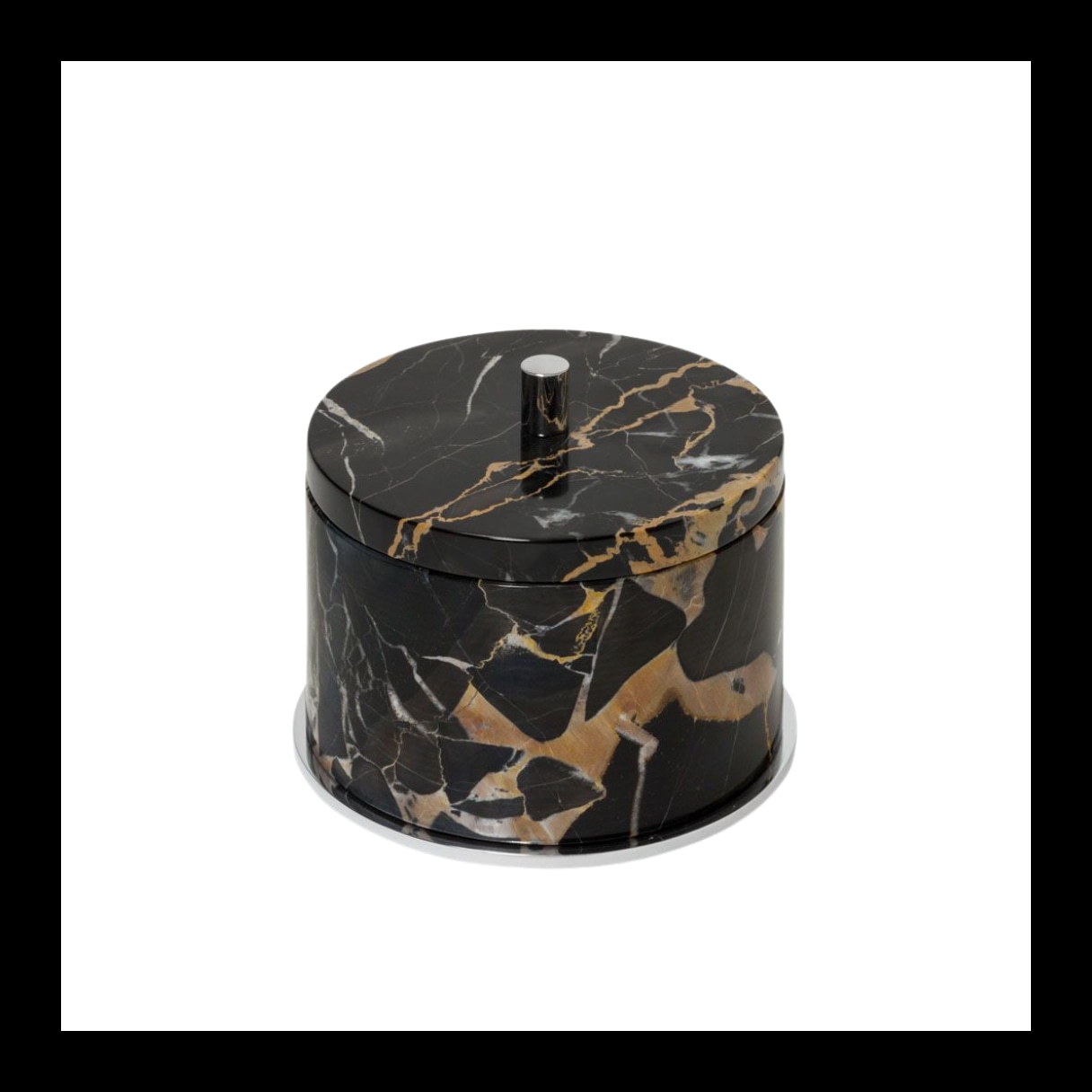 Giobagnara, Positano Black Portoro Marble Bathroom set, Round box