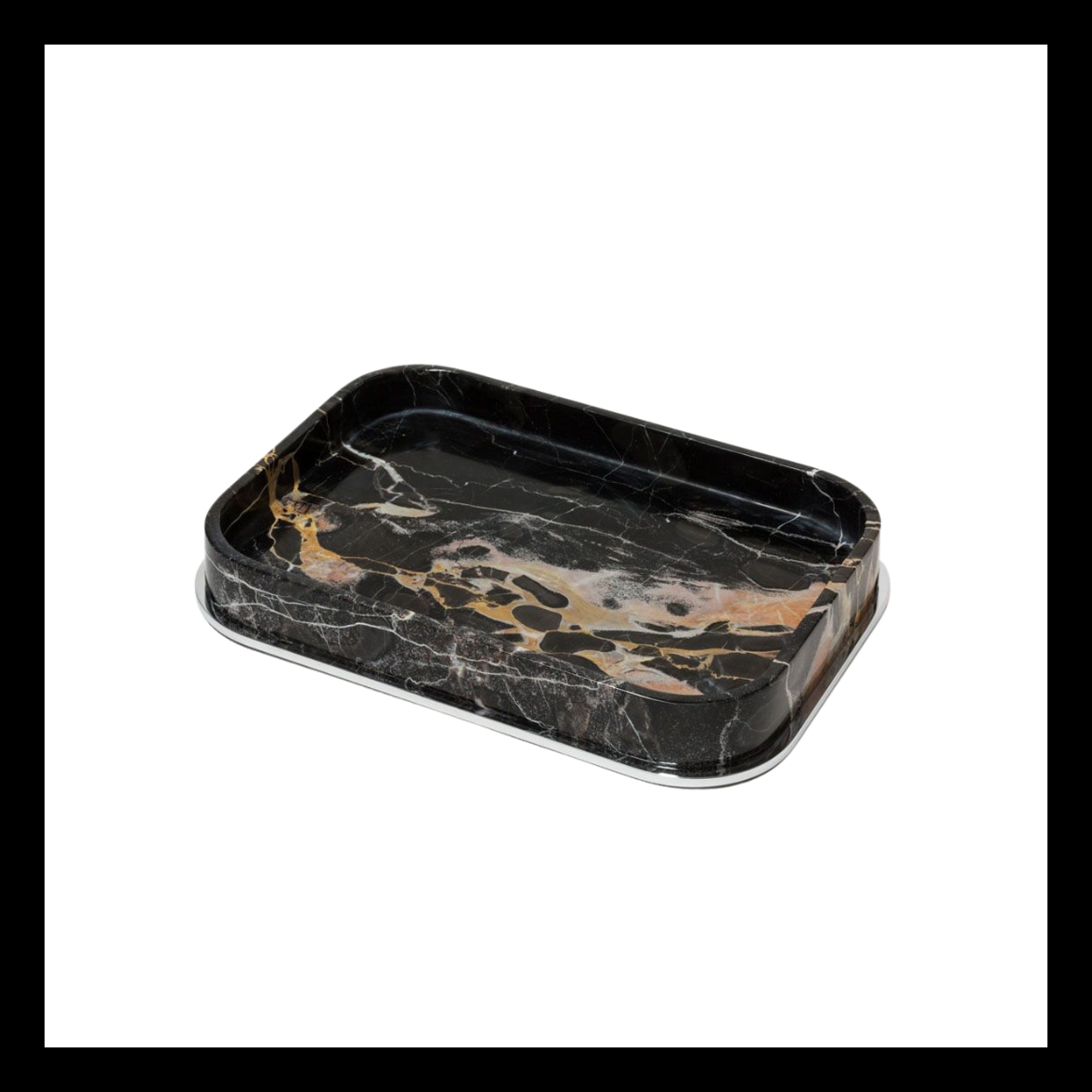 Giobagnara, Positano Black Portoro Marble Bathroom set, Rectangular valet tray, medium
