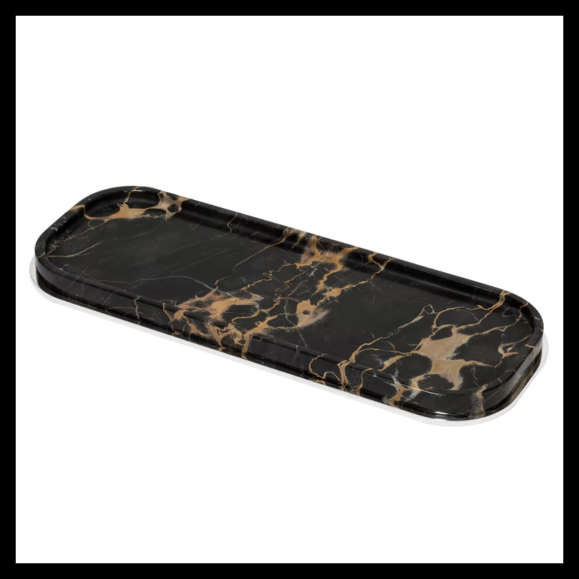 Giobagnara, Positano Black Portoro Marble Bathroom set, Long rectangular valet tray, medium