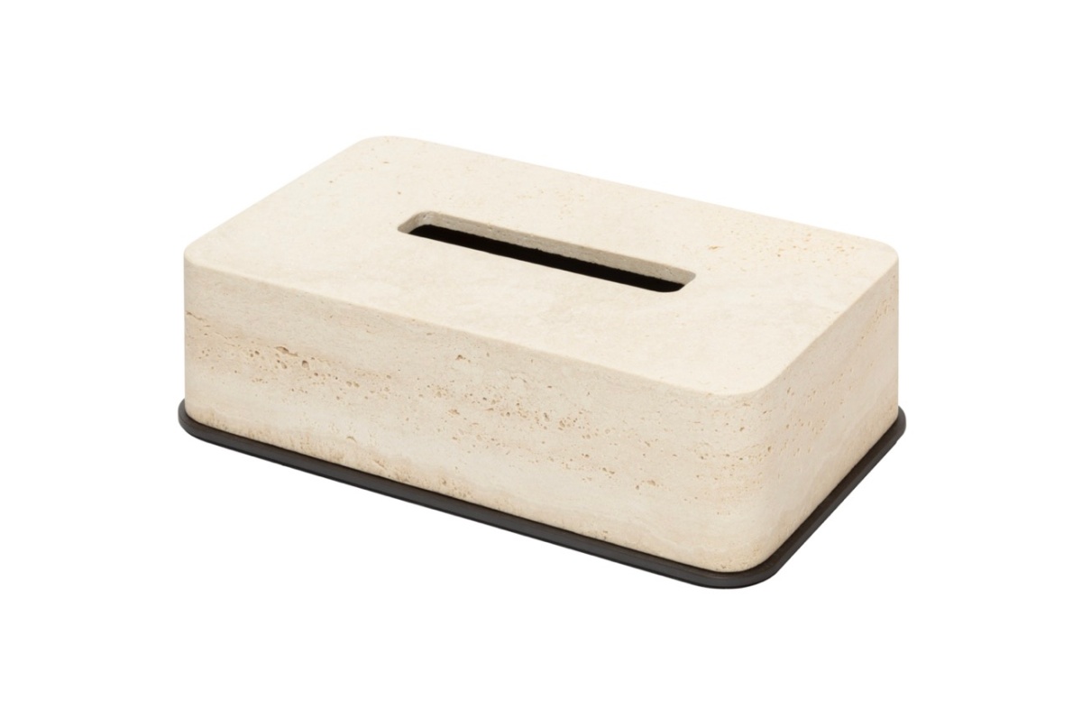 Giobagnara, Polo Travertino Marble Bathroom Set, Rectangular tissue holder