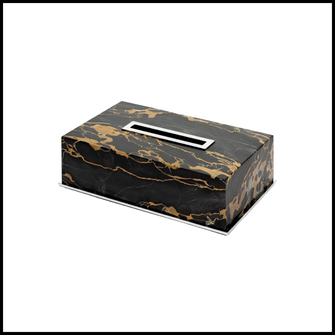 Giobagnara, Positano Black Portoro Marble Bathroom set, Rectangular tissue holder
