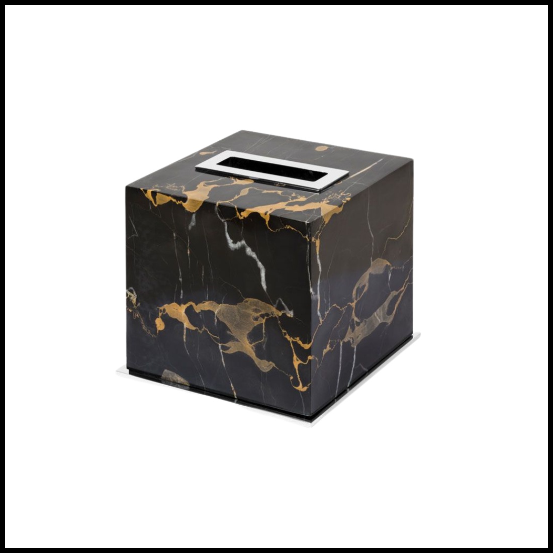 Giobagnara, Positano Black Portoro Marble Bathroom set, Square tissue holder