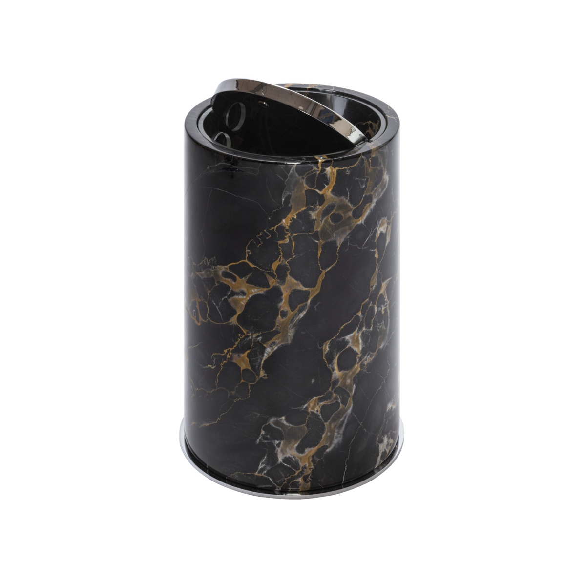 Giobagnara, Positano Black Portoro Marble Bathroom set, Round bin