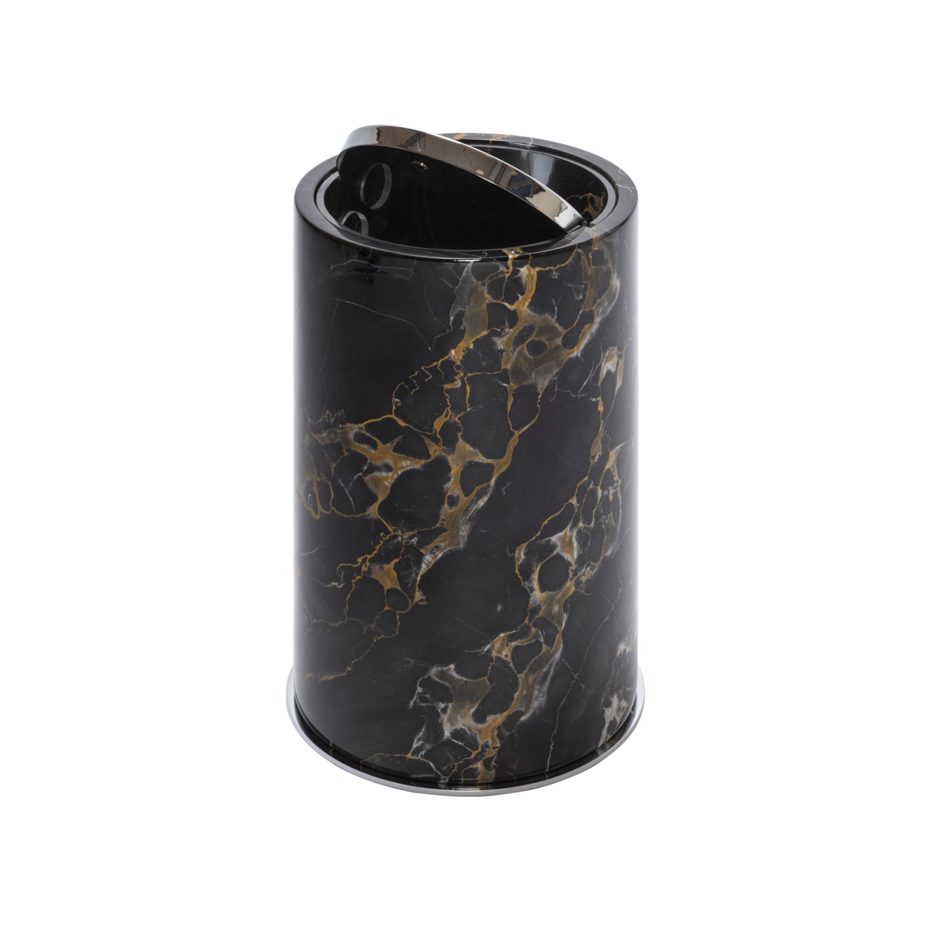Giobagnara, Positano Black Portoro Marble Bathroom set, Round bin