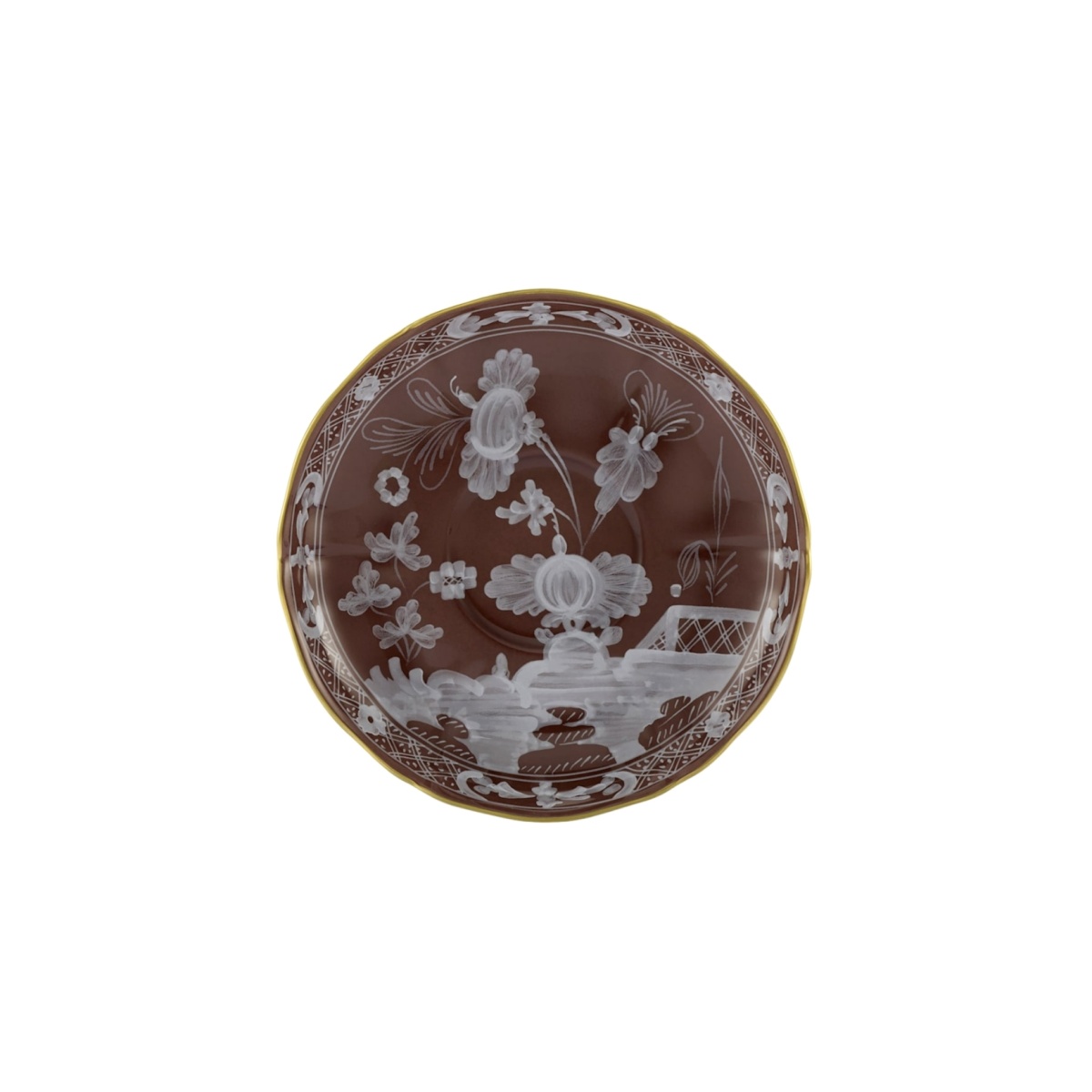 Ginori 1735, Oriente Italiano Castagna & Meringa, Tea saucer, castagna