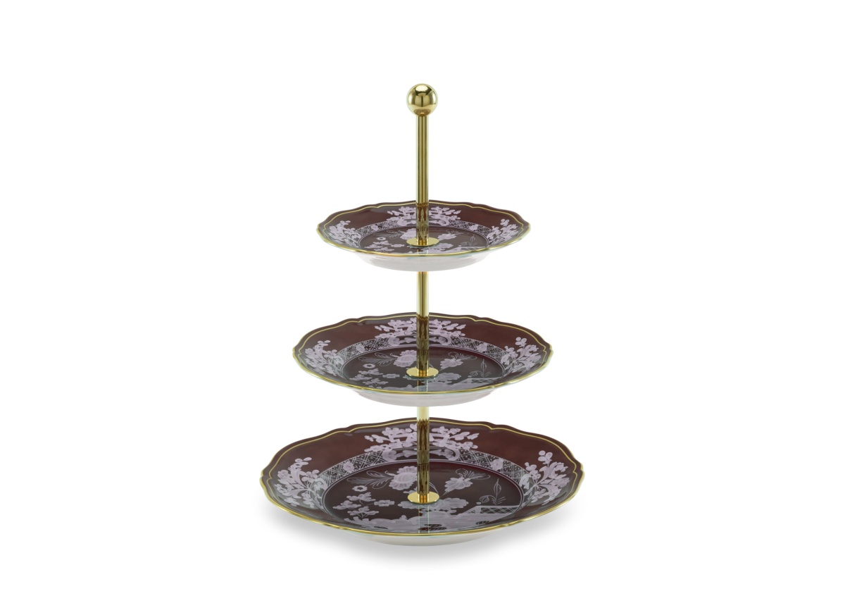 Ginori 1735, Oriente Italiano Castagna & Meringa, 3-tier serving stand