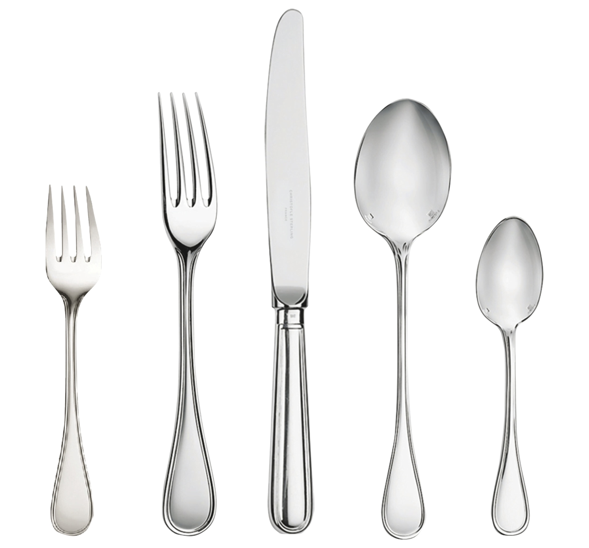 Christofle, Albi cutlery, sterling silver, Individual place settings (5 pieces)