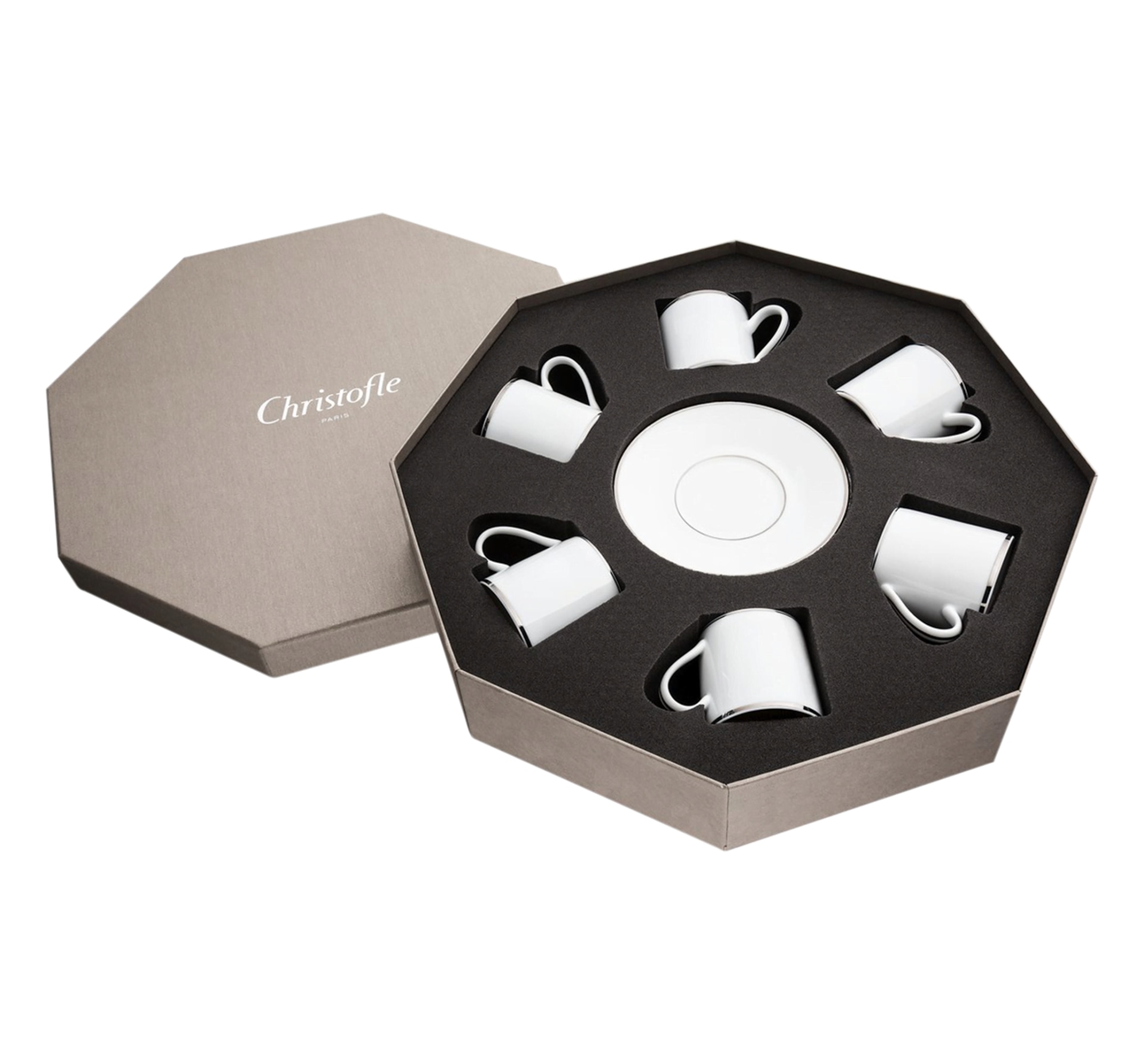Christofle, 	Albi Platinum, Set of 6 cups and saucers
