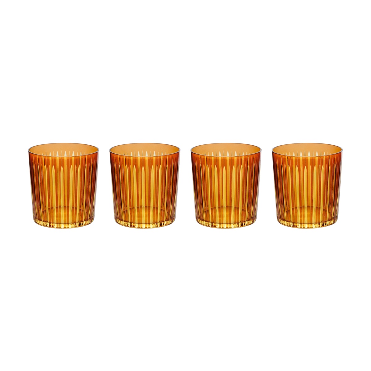 L'Objet, Prism, Set of 4 double old fashioned glasses, amber