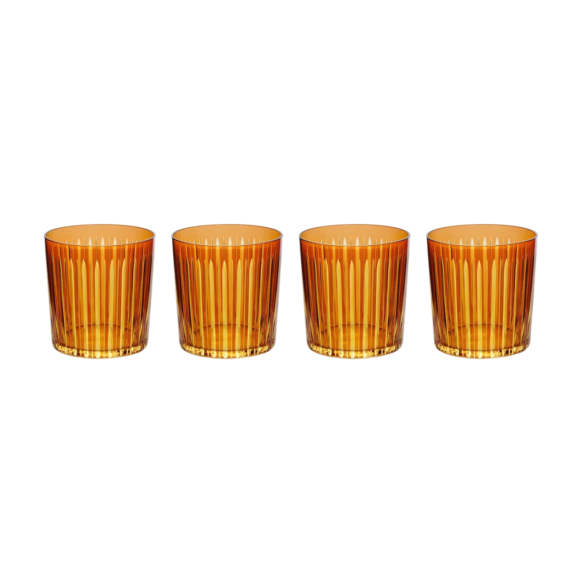 L'Objet, Prism, Set of 4 double old fashioned glasses, amber
