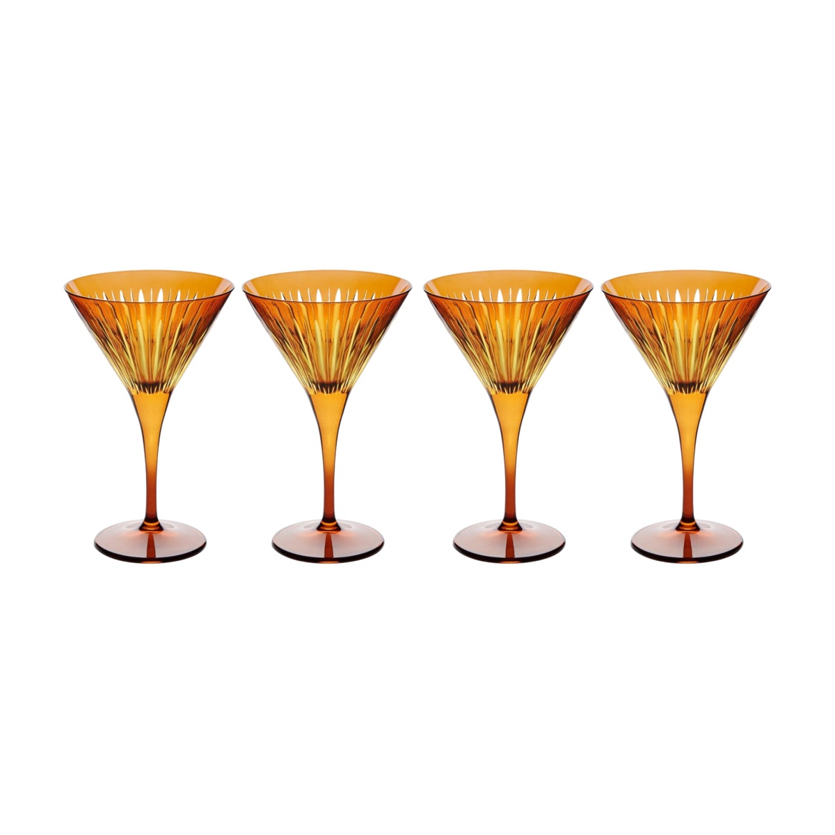 L'Objet, Prism, Set of 4 martini glasses, amber