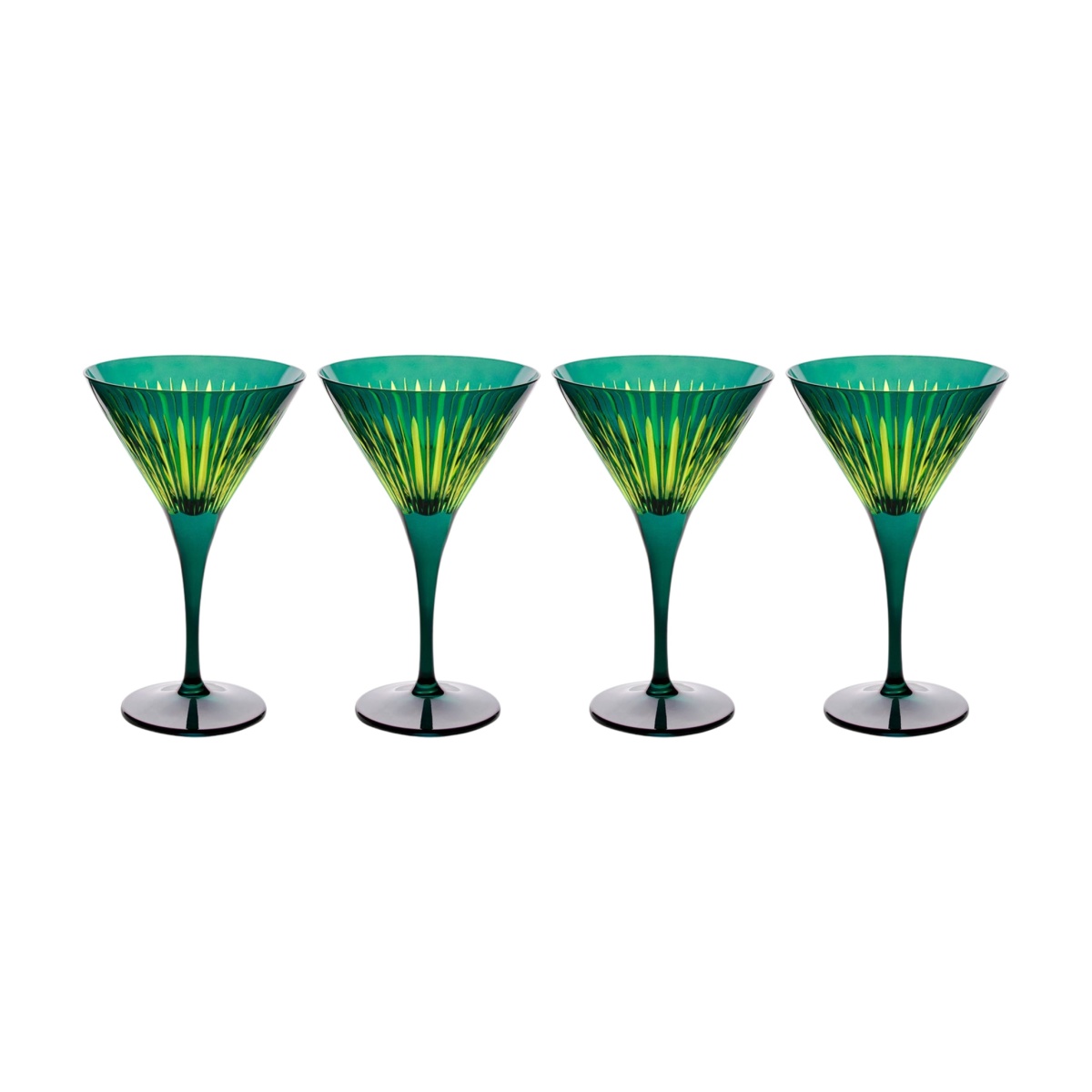 L'Objet, Prism, Set of 4 martini glasses, green