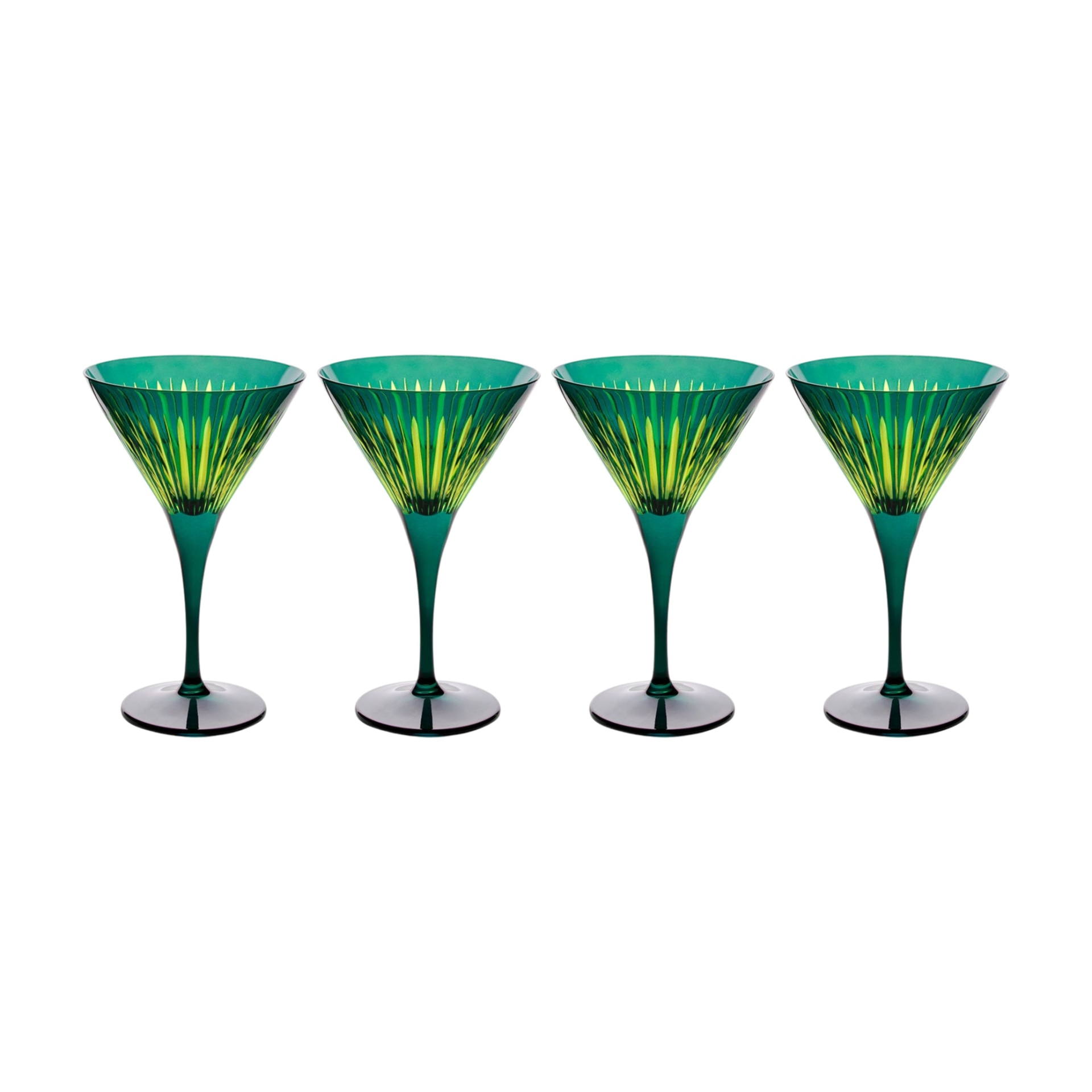 L'Objet, Prism, Set of 4 martini glasses, green