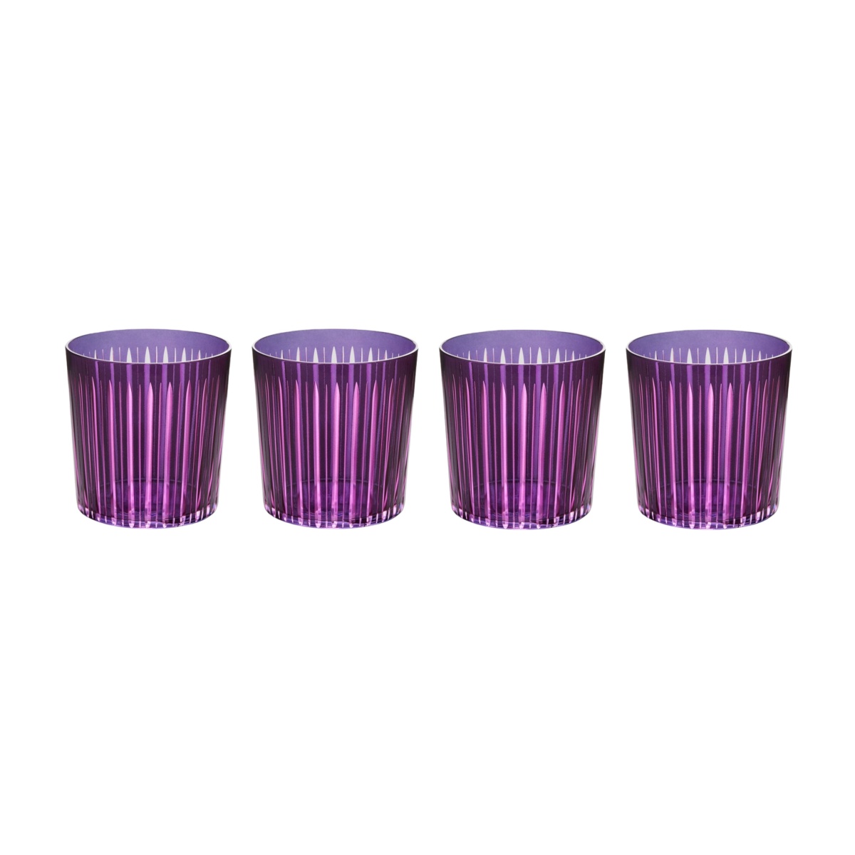 L'Objet, Prism, Set of 4 double old fashioned glasses, purple