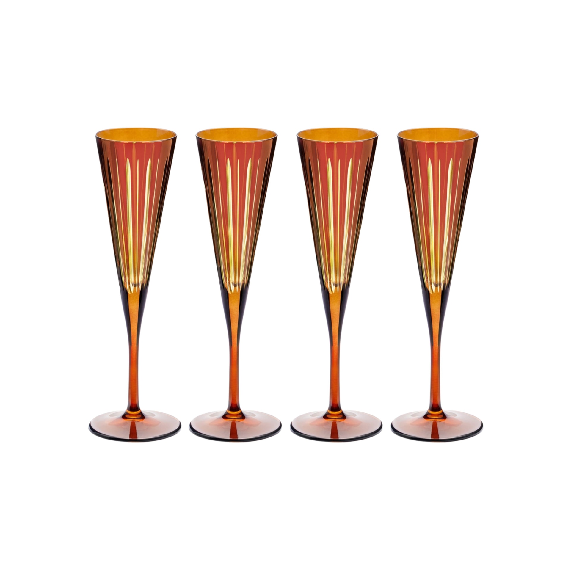 L'Objet, Prism, Set of 4 champagne flutes, amber