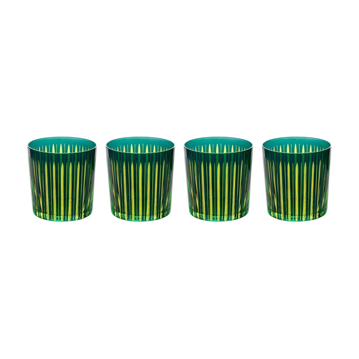 L'Objet, Prism, Set of 4 double old fashioned glasses, green
