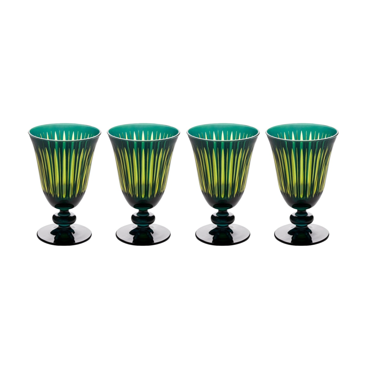 L'Objet, Prism, Set of 4 wine glasses, green