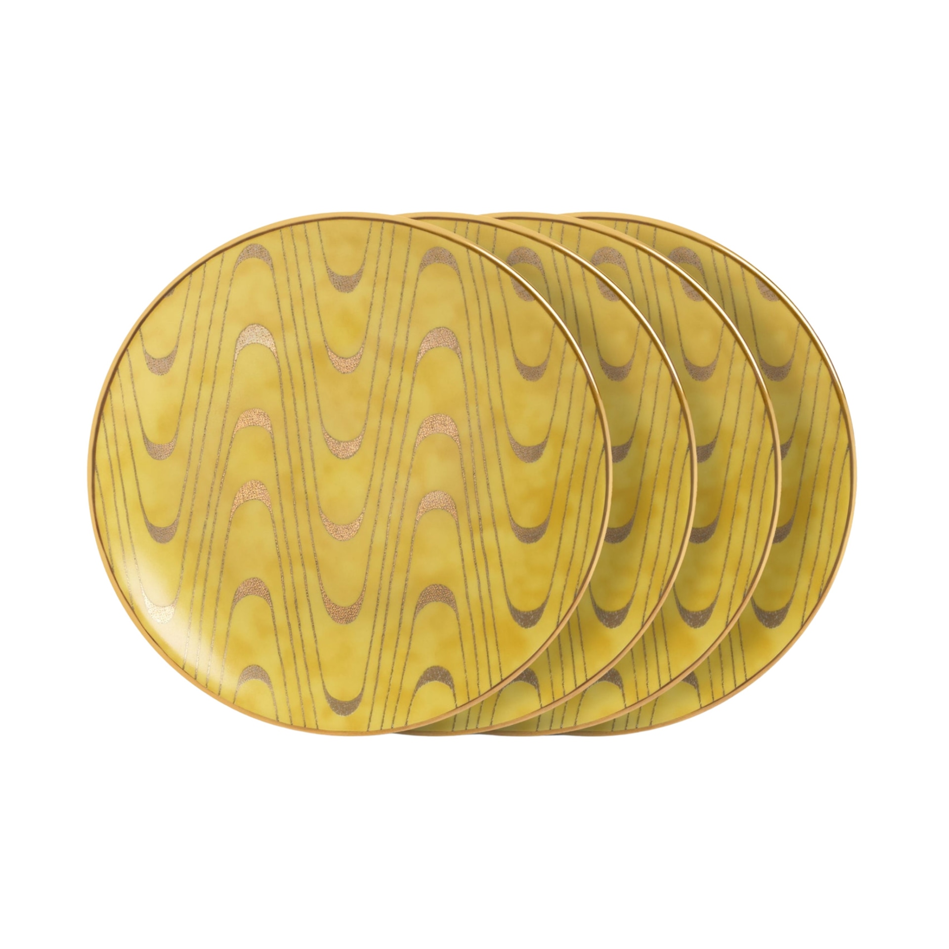 L'Objet, Fortuny yellow, Set of 4 canape plates