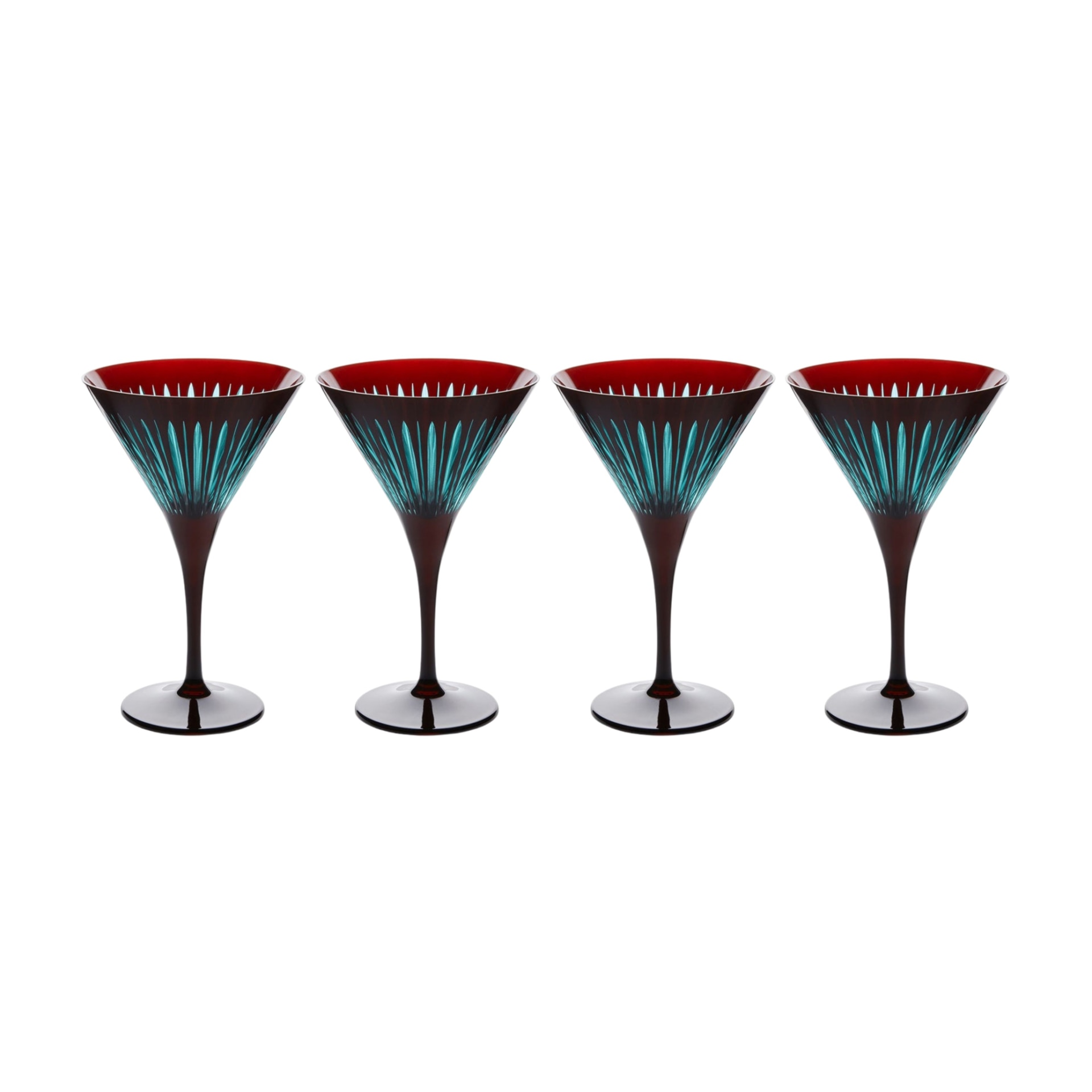 L'Objet, Prism, Set of 4 martini glasses, bordeaux