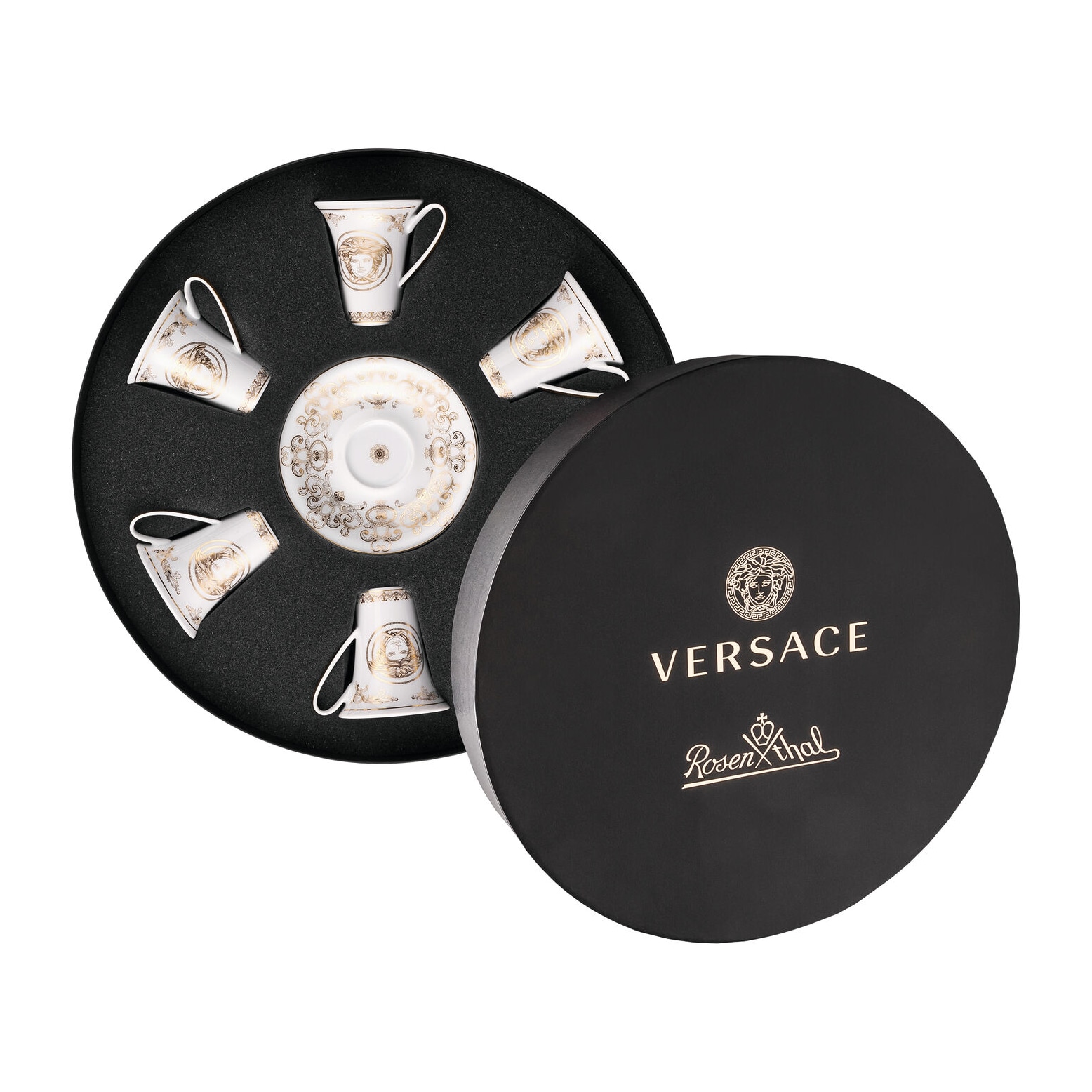 Versace, Medusa gala, Set of 6 espresso cups and saucers