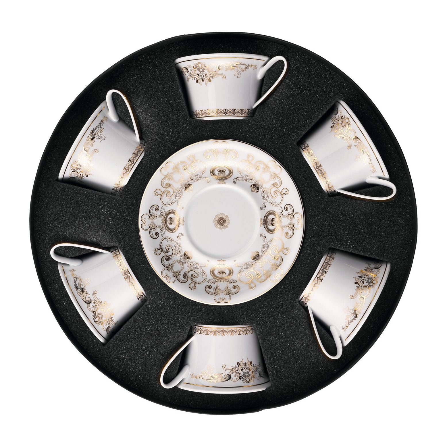 Versace, Medusa gala, Set of 6 tea cups and saucers