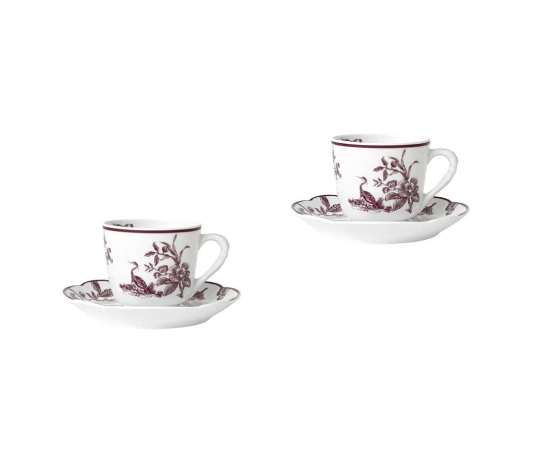 Bernardaud, Albertine prune, Set of 2 coffee cups and saucers
