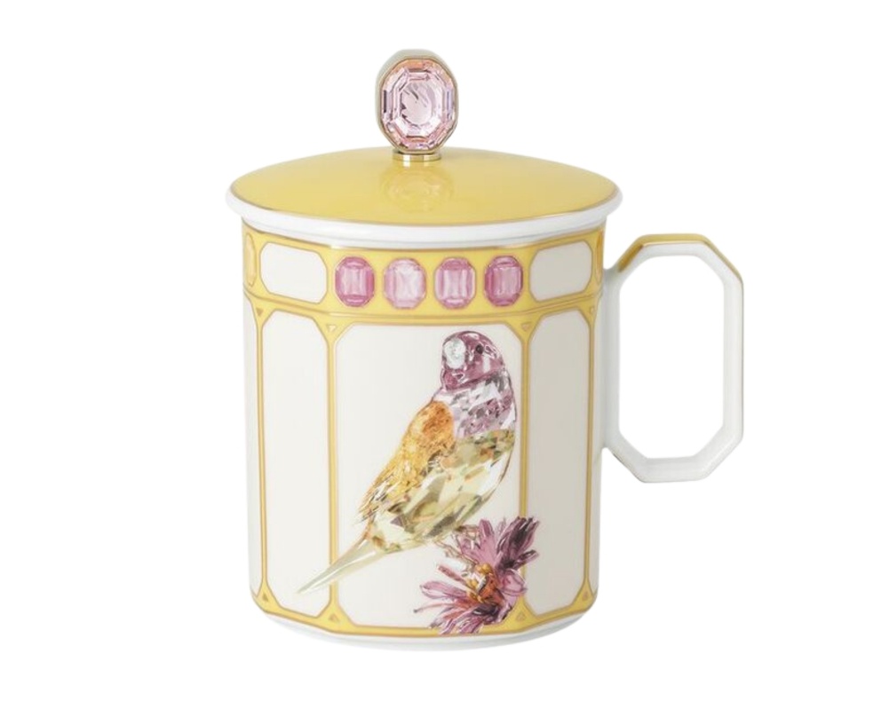 Rosenthal, Swarovski Idyllia, Mug with lid, finch yellow