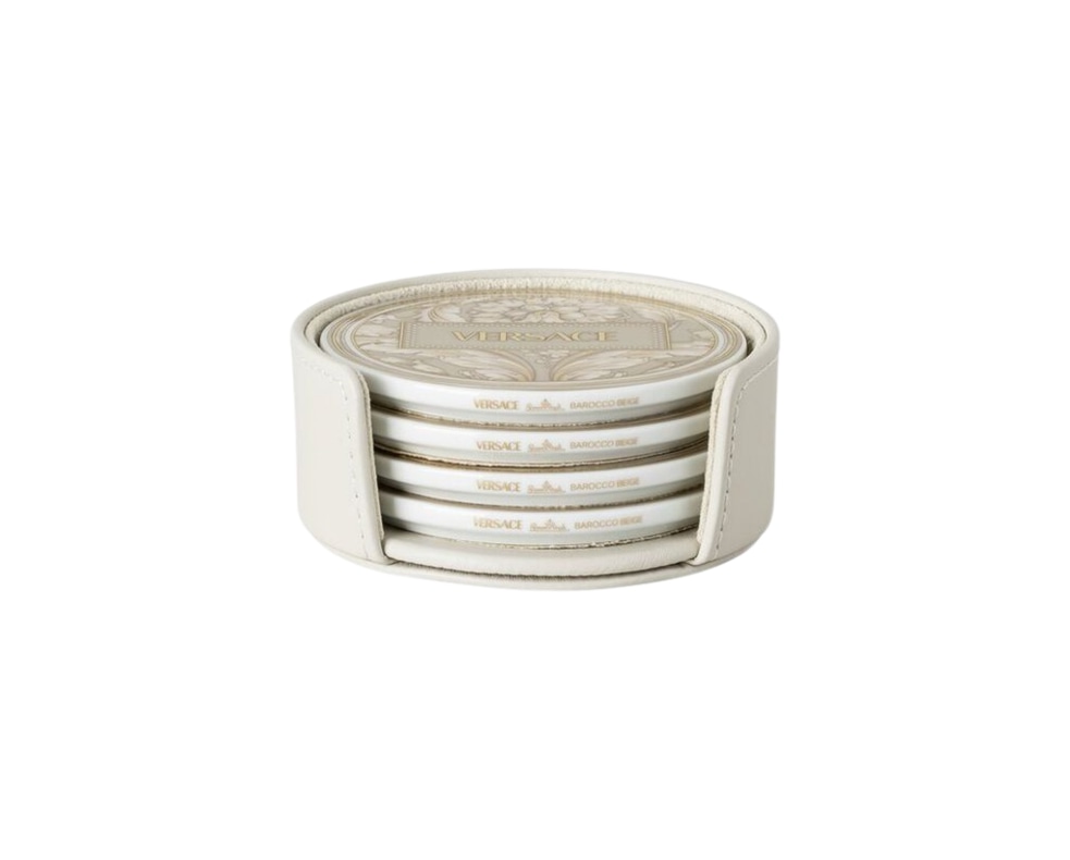 Versace, Barocco Beige, Set of 4 porcelain coasters