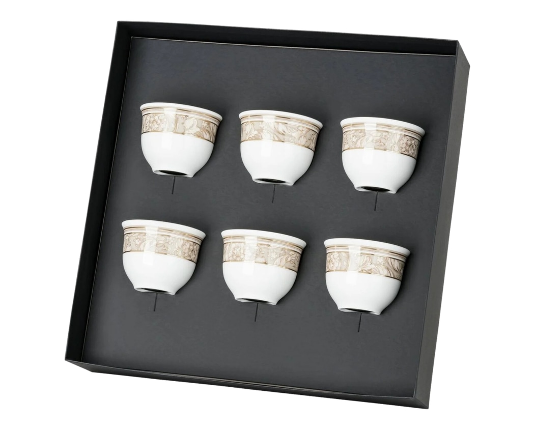 Versace, Barocco Beige, Set of 6 small mugs without handle