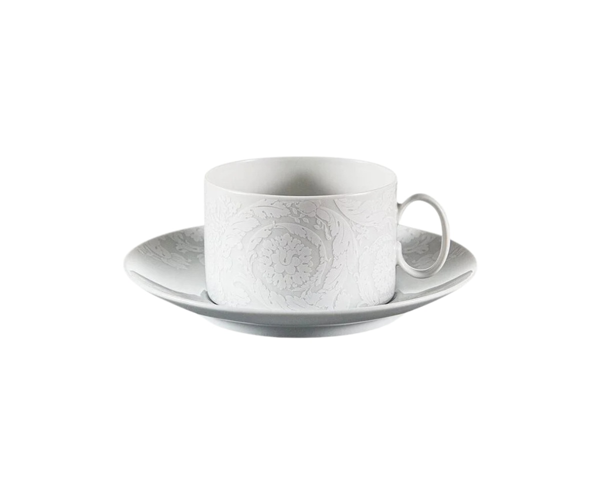 Versace, Barocco '92 Bianco, Tea cup & saucer
