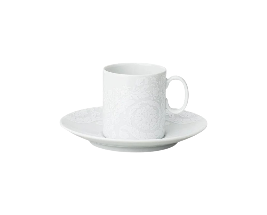 Versace, Barocco '92 Bianco, Espresso cup & saucer