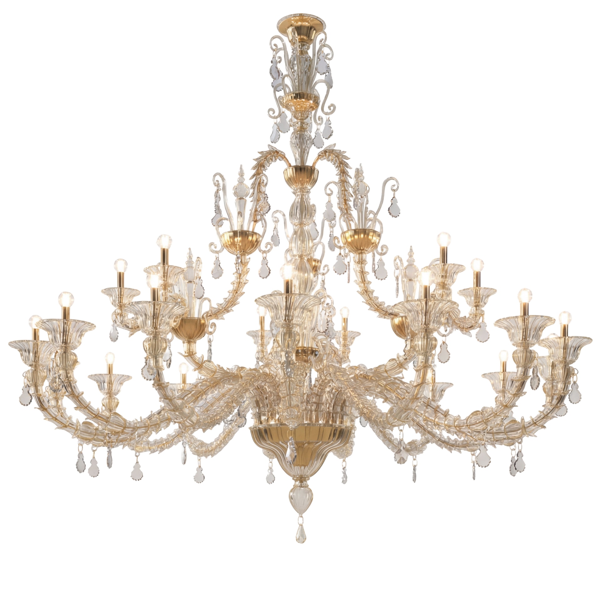 Venini, Art Light, Diamantei chandelier, gold leaf