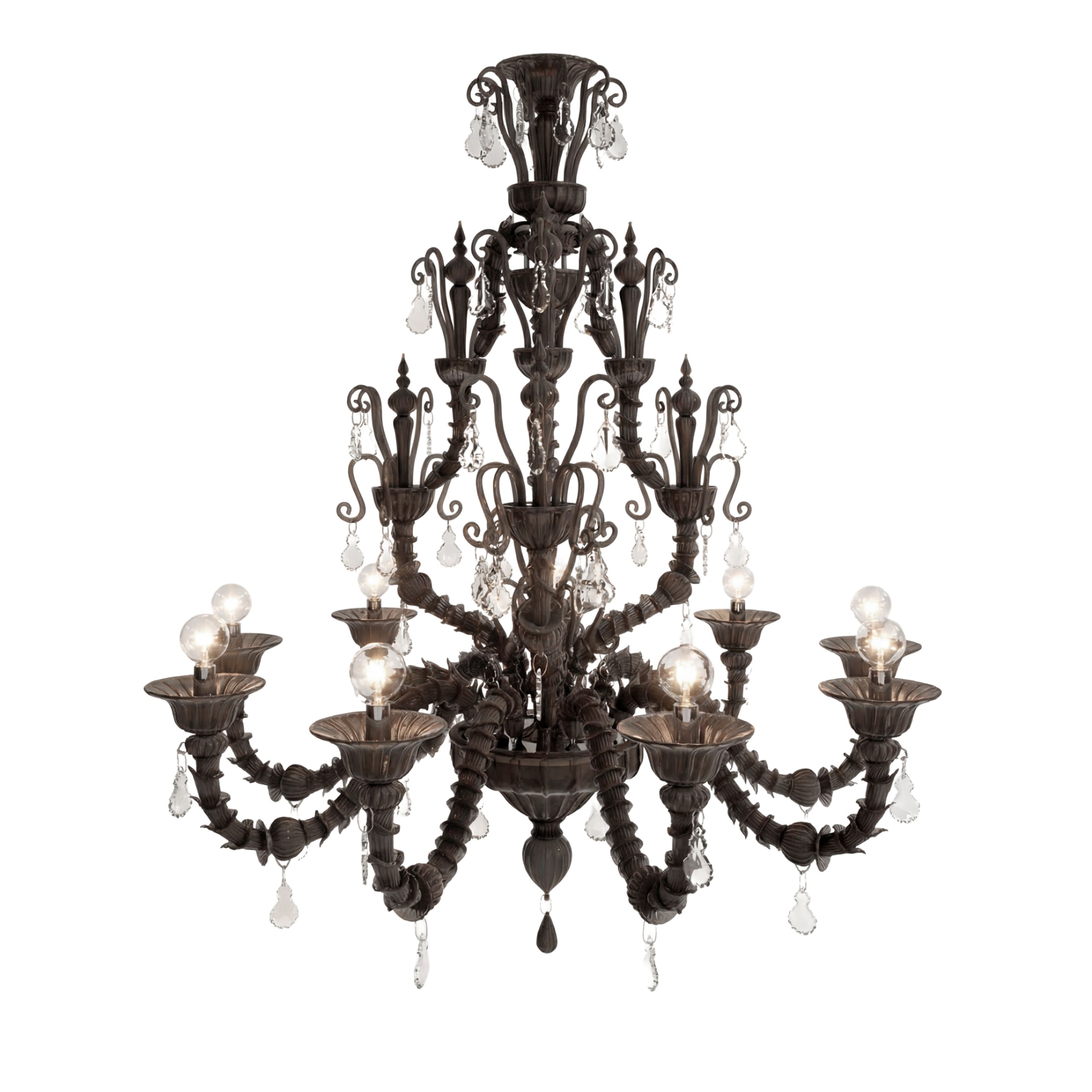 Venini, Art Light, Diamantei chandelier, gold leaf and grey